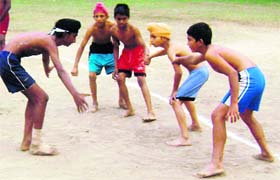 A kabaddi match in progress at Guram, near Ahmedgarh