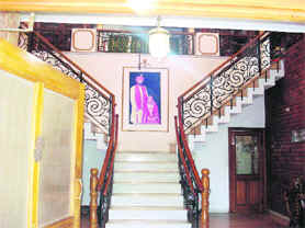 A staircase that leads to the first floor of the house