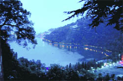 Nainital city at night. 