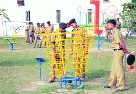 Students learn about the gravity ball that gives a clear idea about the Keplers Laws of Planetary Motion at Sainik School, Kunjpura, in Karnal