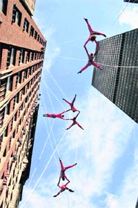 Members of a San Francisco-based dance troupe performing at The Riverside Building, Reno Nevada
