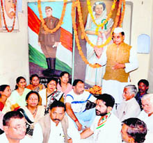 A meeting under way at the Congress office in Haridwar on Friday