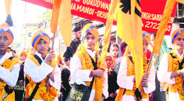 A nagar kirtan being taken out in Dehradun on Friday