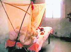 The ashram room of one of the accused, Jatin Chatterjee, popularly known as Swami Asimanand, who was arrested by the CBI on Friday.