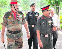 Lt-Gen BS Jaswal, GOC-in-C Northern Command and Colonel of the Jammu and Kashmir Rifles and Ladakh Scouts, arrives at Jabalpur to attend the Eleventh Reunion of JK Rifles