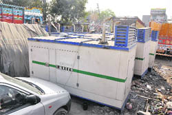 Some generators that have not been removed during the anti-encroachment drive at Transport Nagar in Ludhiana on Friday. 