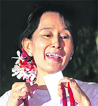 Aung Sang Suu Kyi shines as an international symbol of peace Photo: AP/PTI