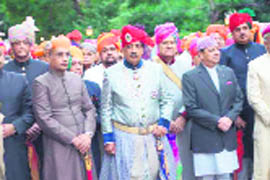 Bhanuraj Pal, king of erstwhile Askot kingdom in Pitthoragarh, along with former Nepal King Gyanendra, at the wedding of his daughter in Jaipur.