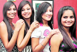 Participants at the Miss Beautiful Hair contest in Dehradun on Saturday