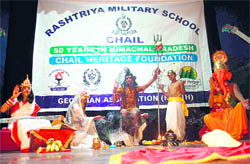 Students of Rashtriya Military School, Chail, perform at the golden jubilee function on Saturday