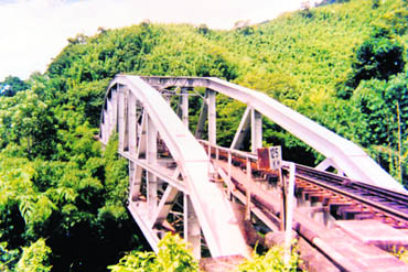 A dhanuk (bow-shaped) bridge on the metre-gauge section in 
