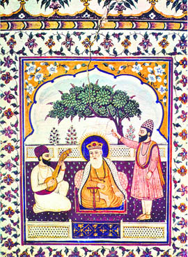A mural panel from the Bairagi Thakurdwara at Ram Tatwali, Hoshiarpur