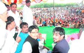 Rohtak MP Deepender Hooda and wrestler Sushil Kumar at a felicitation function