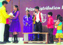 Students perform during the annual day of Sita Grammar School at Malerkotla near Ahmedgarh on Sunday. 