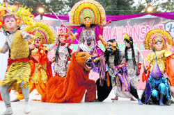 Students present a folk dance during the All-India Mahatma Hansraj Aryan National Youth Festival in Panchkula on Monday. 