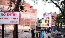 A view of the buildings around the one that collapsed in 