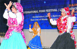 Students of MM International Public School, Mullana, present a folk dance at the 'Rendezvous-2010' in Ambala.