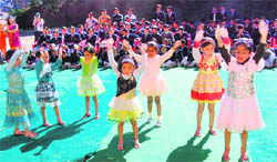 Children perform at the annual day function of a school in Mussoorie on Tuesday. 