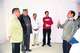 CMO of Dehradun RK Pant and MLA Jot Singh Gunsola inspect a newly constructed unit at St Marys Hospital in Mussoorie