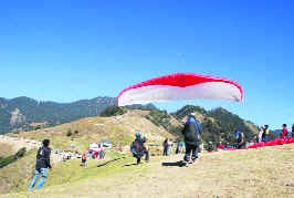 A paraglider in action at Billing.