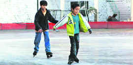 Children enjoy ice skating in the Shimlas skating rink