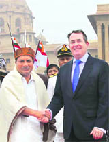 Defence Minister AK Antony with Britains Defence Secretary Liam Fox at New Delhi on Tuesday. 