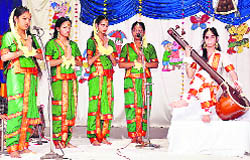 Students perform at the annual function celebrations of Guru Nanak Model Senior Secondary School at Doraha on Wednesday