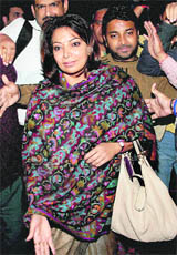 Niira Radia at the ED after being quizzed in New Delhi on Wednesday.