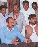 Rakesh Sharma, national executive member and in-charge of the Morcha addressing party activists at Bathinda on Thursday.