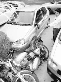 The bike that was involved in an accident in Chandigarh