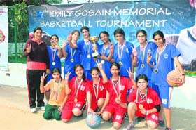 Players of Delhi Public School who won the 7th Emily Gosain Memorial Basketball Tournament 2010 at Panchkula