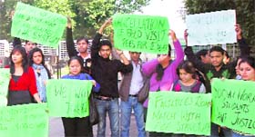 Students protest outside the VCs office