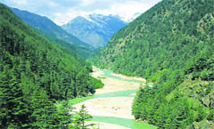 A view of the Harsil area of Uttarkashi district in Garhwal.
