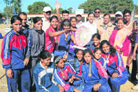 The winning team in the kho kho event of the Panchayat Tournament at Balawala, near Dehradun