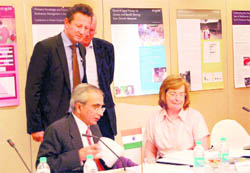 Ministry of Environment and Forest Secretary Vijay Sharma along with ICIMOD members in Mussoorie on Thursday.
