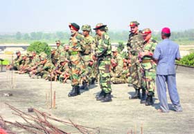Lt-Gen RS Sujlana, Commandant, Indian Military Academy, inspects anti-terrorist training of Gentlemen Cadets in Dehradun