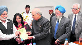 Karnataka Governor HR Bhardwaj releases a book published by the Centre for Research in Rural and Industrial Development in Chandigarh on Friday.
