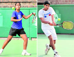 Ravnoor Kaur and Ajay Yadav on their way to winning the AITA Mens and Womens ` 50K Tennis Tournament in Chandigarh on Friday.