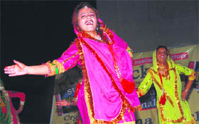 Artistes give a performance at a talent hunt organised by the M.Jackson Dance Institute at Abhinav Theatre in Jammu on Friday.