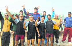 The SSB canoeing team in a jubilant mood at the 10th All-India Police Water Championship at Roorkee