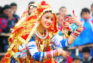 A girl performs at the closing ceremony of the National School Boxing Championship in Dehradun