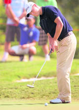 Germany's Martin Kaymer plays a shot on the last day of the Dubai World Championship on Sunday.