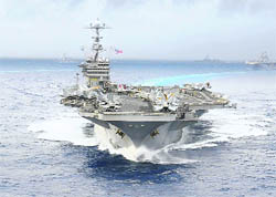Nuclear-powered carrier USS George Washington, which carries 75 warplanes and has a crew of over 6,000, has joined the naval exercises with South Korea.