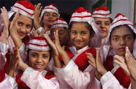 Students of Sri Guru Harkishan Public School presents a qawwali during annual prize distribution function organised on the school premises in Bathinda on Sunday evening. 