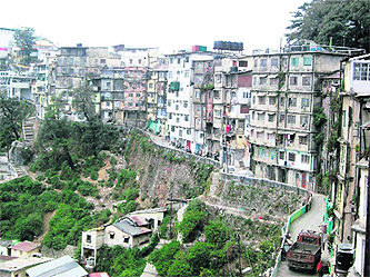 Buildings in a dilapidated condition in Mussoorie.