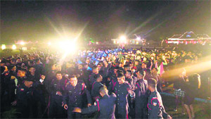 The passing-out cadets of the Indian Military Academy at a break-up party in Dehradun.
