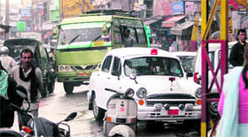 Not caring two hoots for rules, a VIP car is parked in the no-parking zone at Gummat road in Jammu.