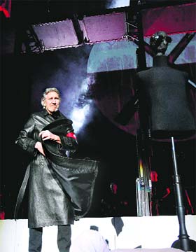 IN THE PINK OF HEALTH: Pink Floyd co-founder Roger Waters performs during The Wall tour at Staples Center in Los Angeles recently