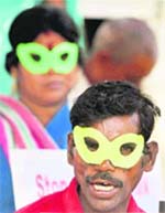 HIV+ persons during an awareness rally on the eve of World AIDS Day in Bangalore on Tuesday. According to the UN, some 2.5 million Indians are living with HIV, many of them ostracised by their communities.