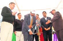 Dr Uma Kant Panwar, Commissioner, Garhwal, inaugurates a programme on AIDS awareness in Dehradun on Wednesday. 